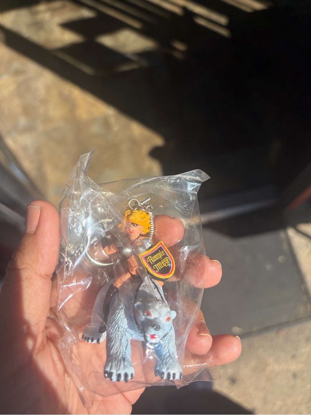 Rumble Rider Small Pets Keychain - Gray and Yellow